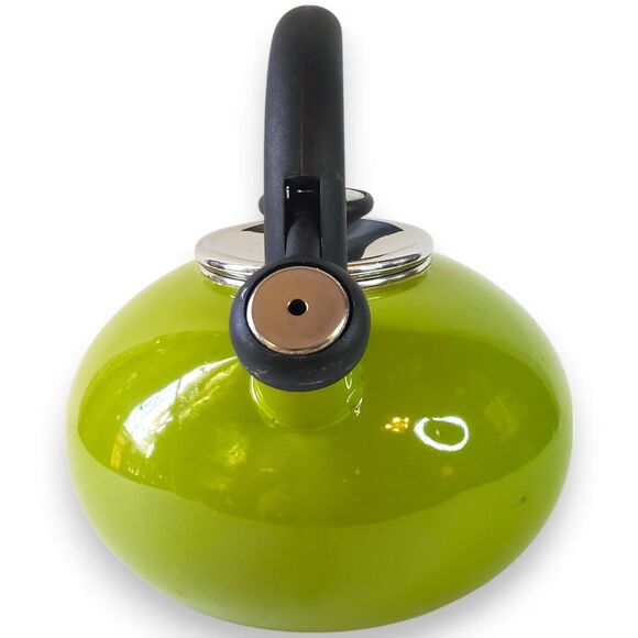 Sur La Table Whistling Tea Kettle - Apple Green Enamel - Preowned / Chipped - Picture 3 of 12